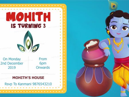 Little Krishna with Pot Theme Invite Online now